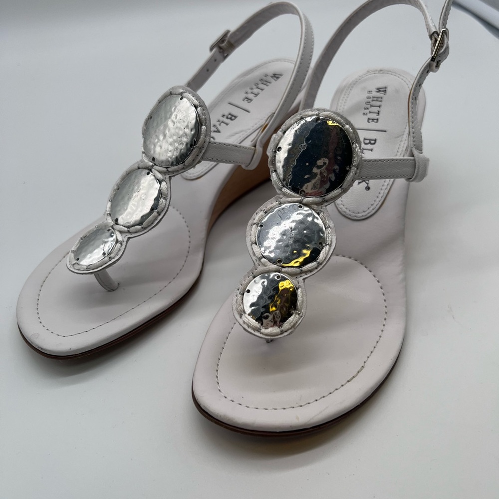 White House Black Market Silver and White Heels